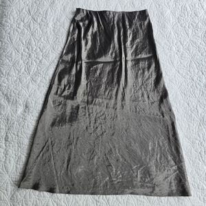 Aritzia Babaton Gunmetal Grey Midi Satin Slip Skirt